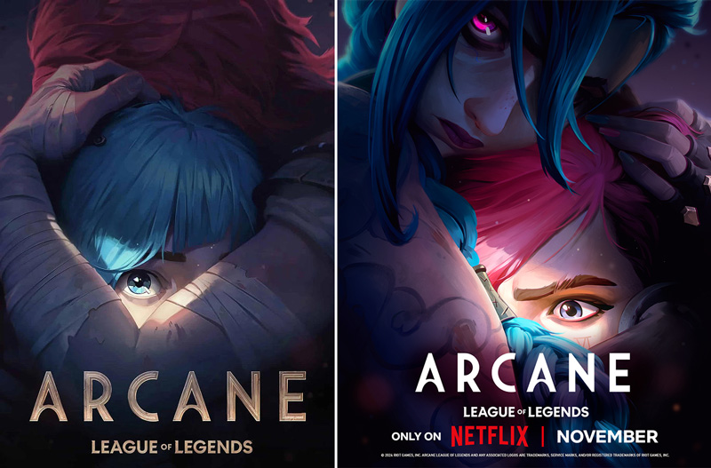 Les affiches des deux premières saisons d'Arcane